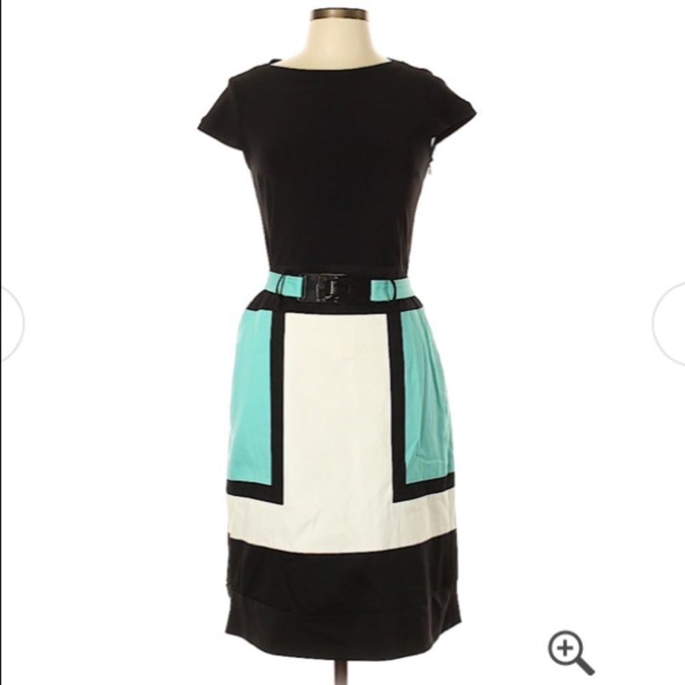 Black Chetta B color blocked dress